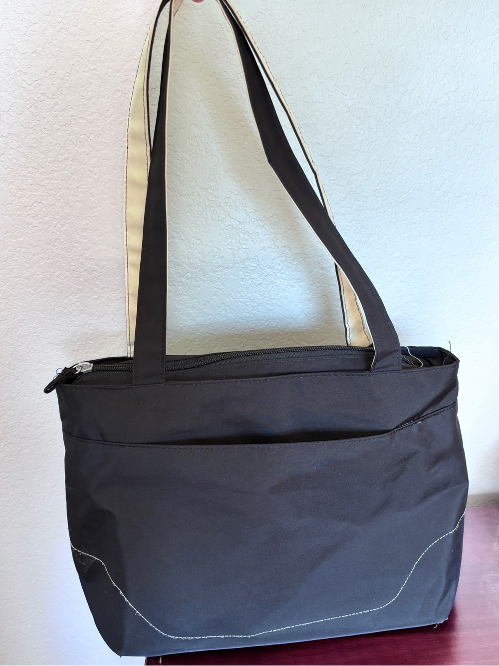 Medela Black Tote Bag with Cream Strap Accents